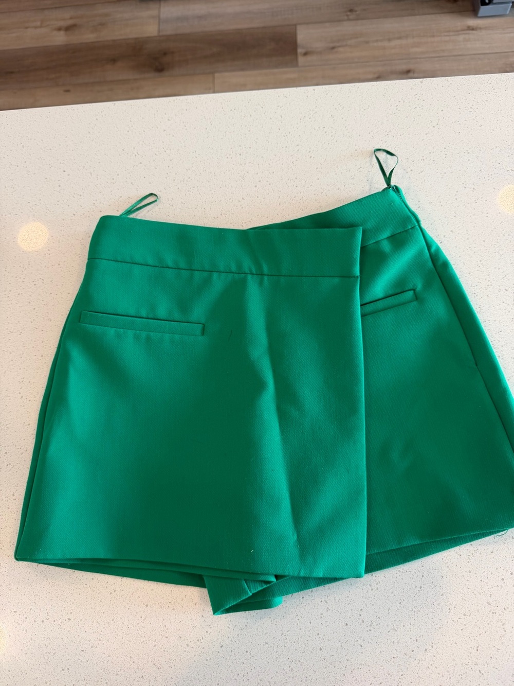 Zara Emerald Green High-Waist Skort Shorts